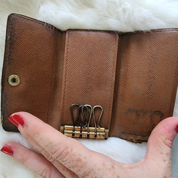 1990s Louis Vuitton 4 Ring Key Case Key Holder Monogram 4" x 2" RA1910 France - Picture 3 of 10